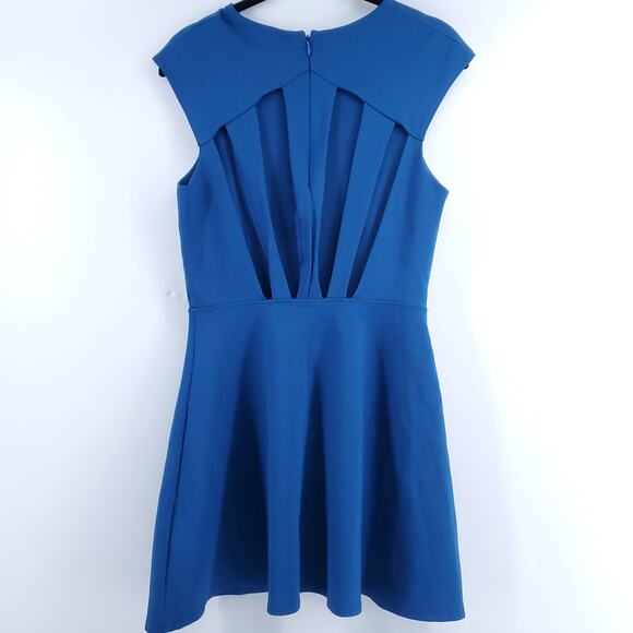Silence+Noise Event Y2K Blue Fit&Flare Mini Skater Dress Geometric Bac CutOut S - Picture 9 of 13